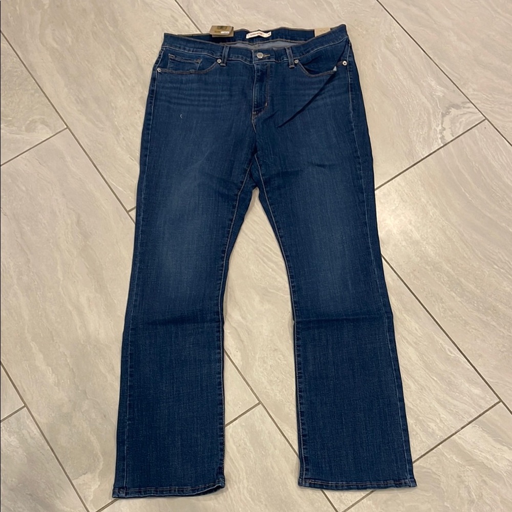 NWT Levi's Dark Blue Denim Jeans size 16 long 33x34 classic bootcut